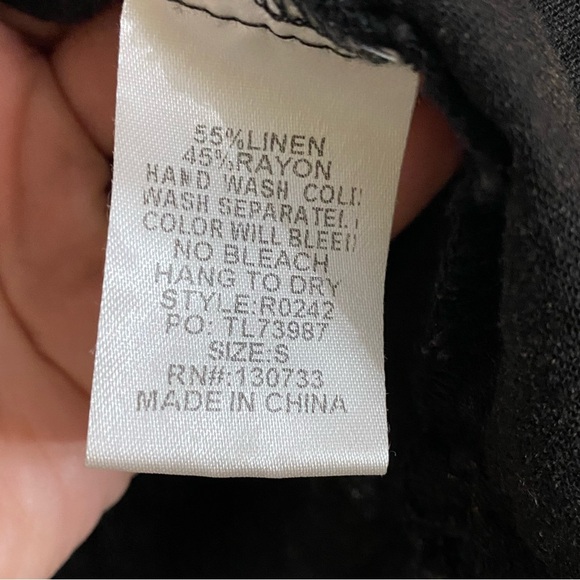 Umgee Black Acid Wash Linen Tank Top Blouse Spagetti Strap, Frayed Edge Small - Picture 7 of 7